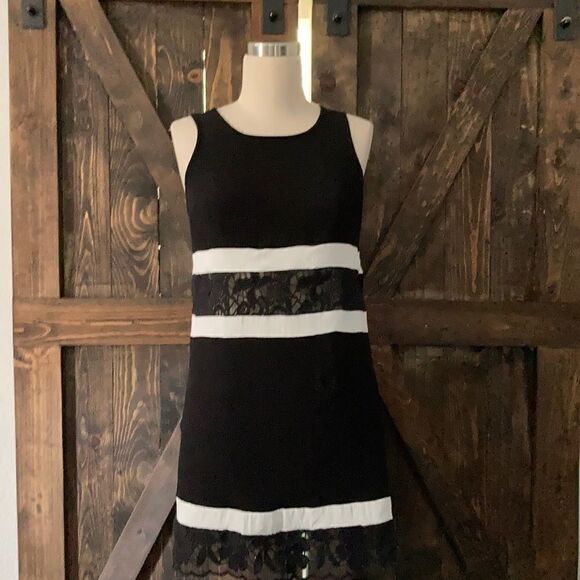 ASTR The Label Lace Trim Slip Dress Black White - Picture 1 of 8